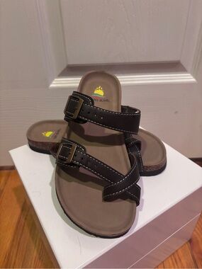 Aloha Island Brown Double-Buckle Kids Sandals